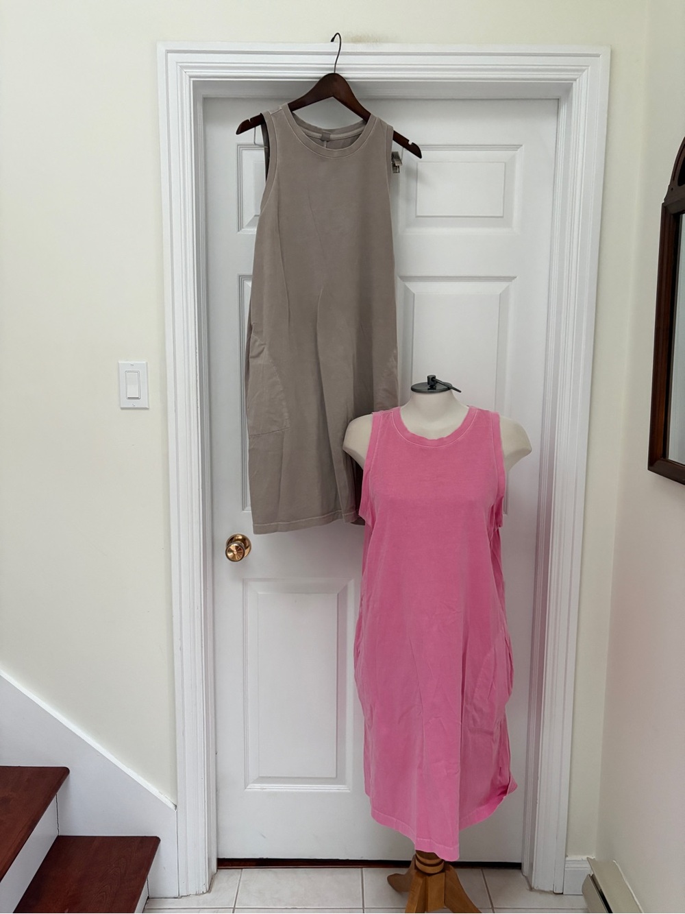 Old Navy Sleeveless Midi Dress in Pink and Taupe bundle of 2